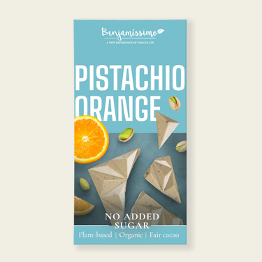 Benjamissimo BIO Pistachio Orange шоколад с шамфъстък и портокал без добавена захар, 60 гр.