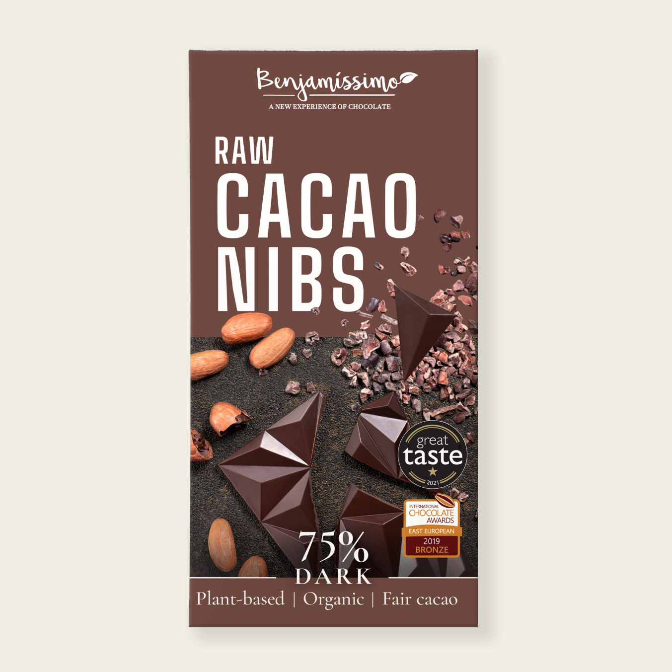 Benjamissimo Dark 75% Raw Cacao Nibs chocolate 60g