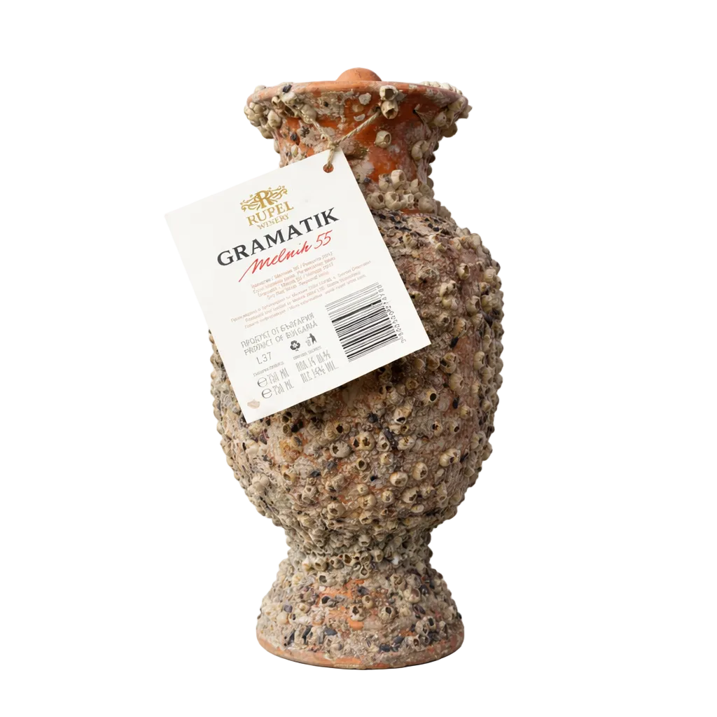 Amphora with a bottle of Gramatik Melnik 55 2017, Rupel 0.75
