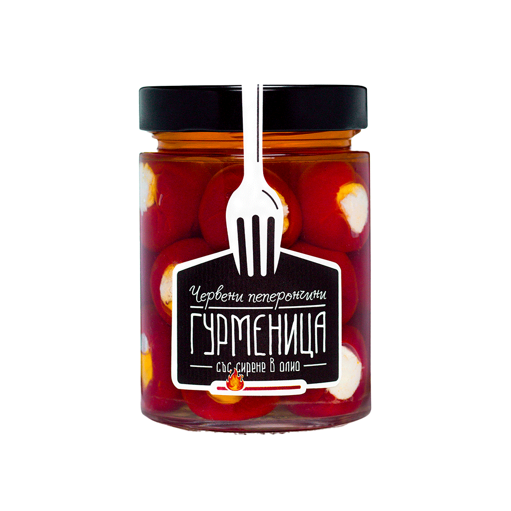 Гурменица Червени пеперончини със сирене, 330 гр.