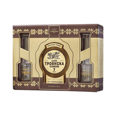 Old Plum Rakia in a gift box with two shot glasses, Vinprom Troyan 0.5L