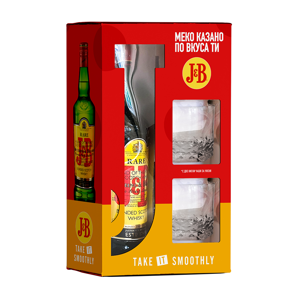 J&B 0.7 with two short glasses