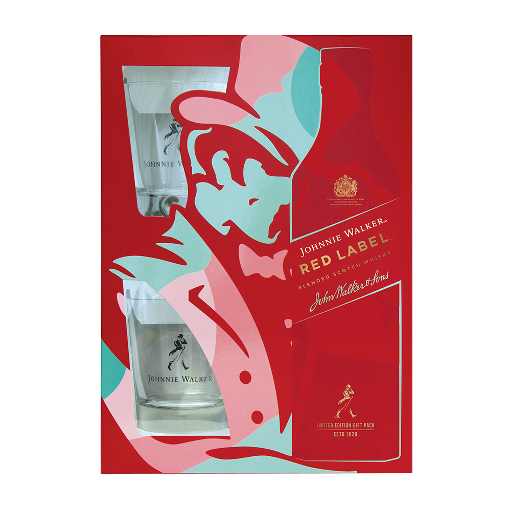 Johnnie Walker red label 0.7 с две ниски чаши