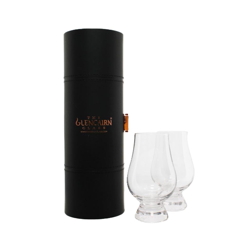 Leather box Glencairn set with 2 Glencairn glasses