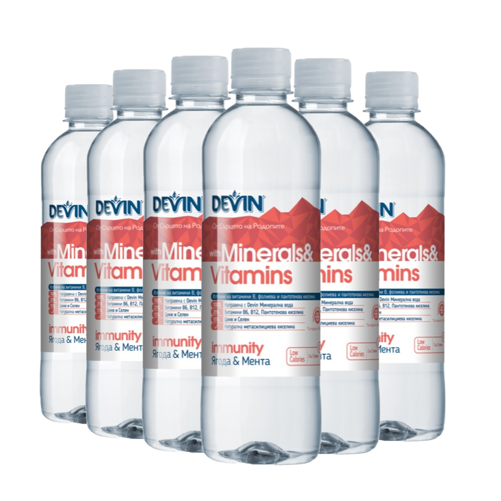 Devin Minerals & Vitamins, Ягода & Мента 0.425 л - 6 бр.