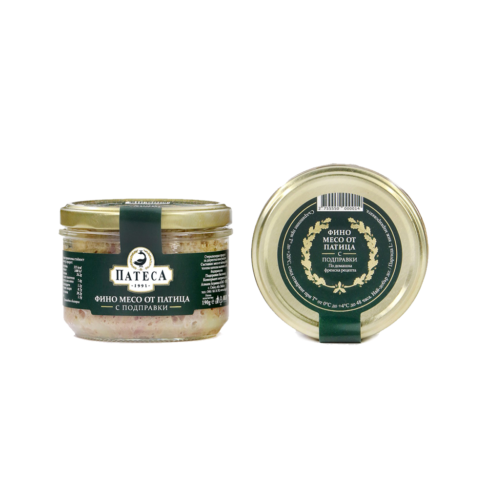 Fine duck meat with spices, Patesa 190 g