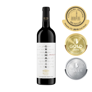 Amphora with a bottle of Gramatik Melnik 55 2017, Rupel 0.75