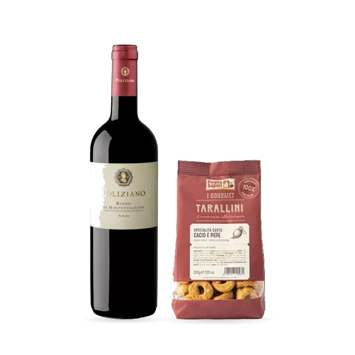 Rosso di Montepulciano, Poliziano и тарали със сирене и пипер