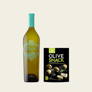 Albariño Pazo San Mauro и маслини Gaea с лимон и риган